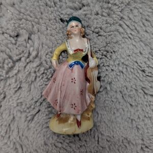 Vintage Ceramic Figurine — Hand-Painted Woman in Dress